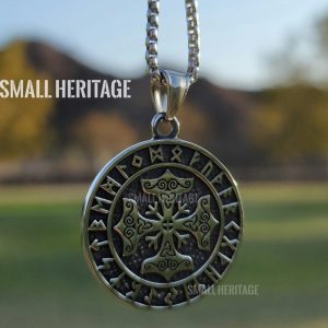 Stainless Steel Viking Hammer Necklace Cross Pendant Runes Mjolnir Norse