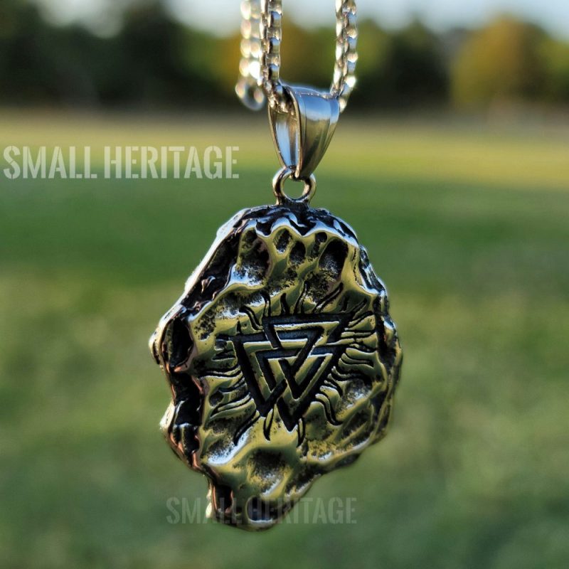 Two-Sided Vegvísir Valknut Pendant Viking Stainless Steel Necklace