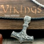 925 Sterling Silver Viking Hammer Mjolnir Pendant Odin Necklace