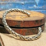 925 Sterling Silver Men Bracelet Vintage Style Cuff Arm Ring Medieval Bangle