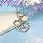 Love Knot Necklace 925 Sterling Silver Celtic Amulet Heart Pendant