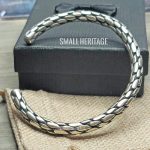 925 Sterling Silver Men Bracelet Vintage Style Cuff Arm Ring Medieval Bangle
