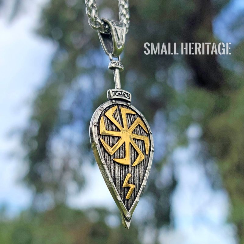 Viking Slavic Stainless Steel Shield Necklace Vegvisir Kolovrat Amulet Rune Men