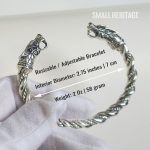 925 Sterling Silver Viking Bracelet Cuff Medieval Style Arm Ring For Men