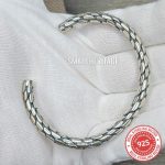 925 Sterling Silver Men Bracelet Vintage Style Cuff Arm Ring Medieval Bangle
