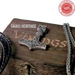 925 Sterling Silver Viking Hammer Mjolnir Pendant Odin Necklace
