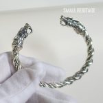 925 Sterling Silver Viking Bracelet Cuff Medieval Style Arm Ring For Men