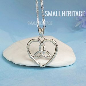 Love Knot Necklace 925 Sterling Silver Celtic Amulet Heart Pendant