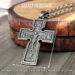 Russian Orthodox Cross Necklace Slavic Stainless Steel Pendant Chain