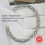 925 Sterling Silver Men Bracelet Vintage Style Cuff Arm Ring Medieval Bangle