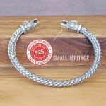 SMALL HERITAGE 925 Sterling Silver Viking Bracelet Norse Cuff Medieval Style Arm Ring
