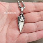 Viking Spear Necklace Stainless Steel Pendant Chain Amulet