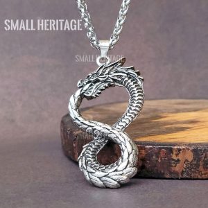 Large Dragon Necklace Serpent Eating Its Own Tail infinity The Cycle Of Birth