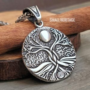 Viking Yggdrasil Necklace Norse Rune Stainless Steel Pendant Tree of Life Amulet