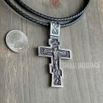 Large Orthodox Cross Necklace Stainless Steel Slavic Crucifix Pendant