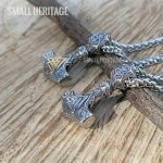 Viking Mjolnir Hammer Small Pendant Valknut Stainless Steel Necklace