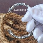 SMALL HERITAGE 925 Sterling Silver Viking Bracelet Norse Cuff Medieval Style Arm Ring