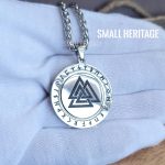Rotating Stainless Steel Valknut Necklace Viking Pendant Norse Runes