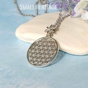 Flower of Life Necklace 925 Sterling Silver Pendant Chain Seed of Life