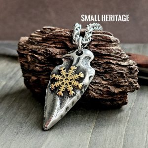 Viking Spear Necklace Stainless Steel Pendant Odin Gungnir Helm of Awe Amulet
