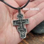 Stainless Steel Orthodox Cross Necklace Russian Slavic Pendant Men