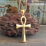Ankh Necklace Stainless Steel Key Of Life Pendant Chain Ancient Egyptian Amulet