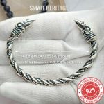 Raven Bracelet 925 Sterling Silver Viking Cuff Medieval Style Arm Ring