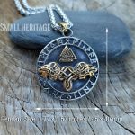 Wolf Necklace Stainless Steel Geri & Freki Pendant Rune Valknut Viking