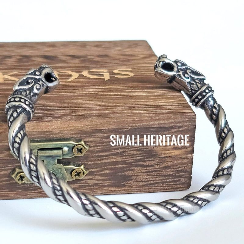 Viking Dragon Bracelet Stainless Steel Cuff Men Bangle Norse