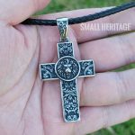 Lion Cross Necklace Stainless Steel Christian Pendant Medieval Style