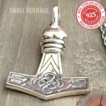 Viking Mjolnir Necklace 925 Sterling Silver Raven Pendant Celtic Knot