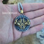 Raven Necklace Huginn & Muninn Rune Valknut Viking Pendant Vegvisir