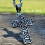 Lion Cross Necklace Stainless Steel Christian Pendant Medieval Style