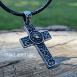 Lion Cross Necklace Stainless Steel Christian Pendant Medieval Style