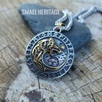 Viking Wolf Necklace Norse Rune Vegvisir Stainless Steel Yggdrasil Pendant