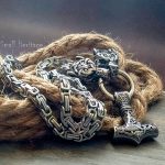 Viking Wolf Head Necklace Thor Hammer Stainless Steel Mjolnir Pendant Men