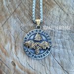 Wolf Necklace Stainless Steel Geri & Freki Pendant Rune Valknut Viking