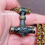 Large Viking Stainless Steel Necklace Norse Amulet Pendant Thor Hammer Mjolnir