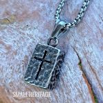 Cross Necklace Ancient Style Christian Amulet Stainless Steel Pendant Men Women