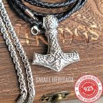 Viking Mjolnir Wolf Necklace 925 Sterling Silver Hammer Pendant