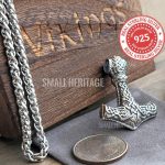 Viking Mjolnir Wolf Necklace 925 Sterling Silver Hammer Pendant