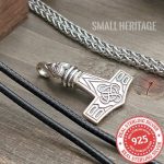 Viking Mjolnir Necklace 925 Sterling Silver Raven Pendant Celtic Knot