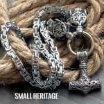 Viking Wolf Head Necklace Thor Hammer Stainless Steel Mjolnir Pendant Men