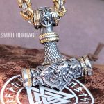 Large Viking Stainless Steel Necklace Norse Amulet Pendant Thor Hammer Mjolnir