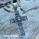 Lion Cross Necklace Stainless Steel Christian Pendant Medieval Style