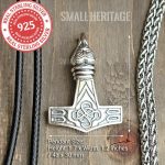 Viking Mjolnir Necklace 925 Sterling Silver Raven Pendant Celtic Knot