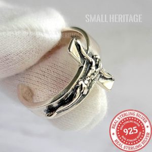 Crucifix Ring 925 Sterling Silver Jewelry Resizable Adjustable 7-12