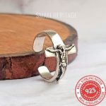 Crucifix Ring 925 Sterling Silver Jewelry Resizable Adjustable 7-12
