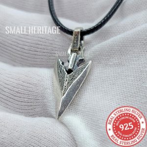 925 Sterling Silver Small Arrowhead Pendant Necklace Rope Amulet