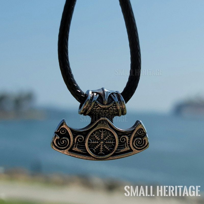 Stainless Steel Viking Mjolnir Necklace Norse Hammer Pendant Rope Men Women